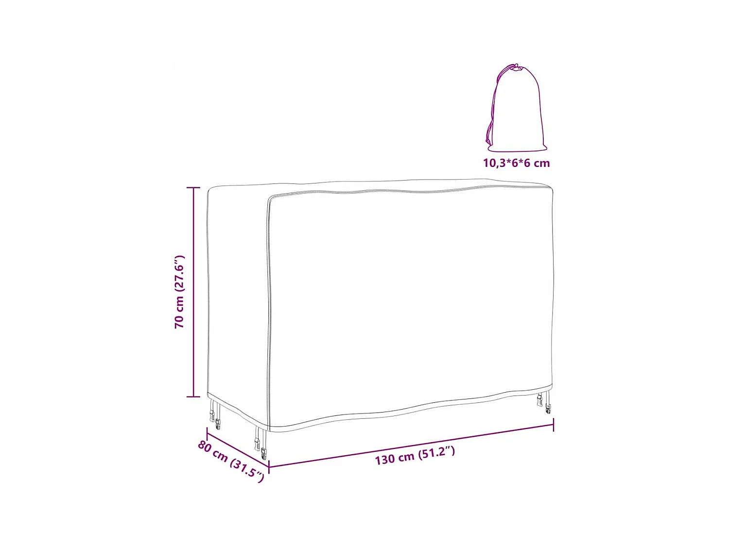 Copertura per mobili da esterno Nero 130 x 80 x 70 cm 420D