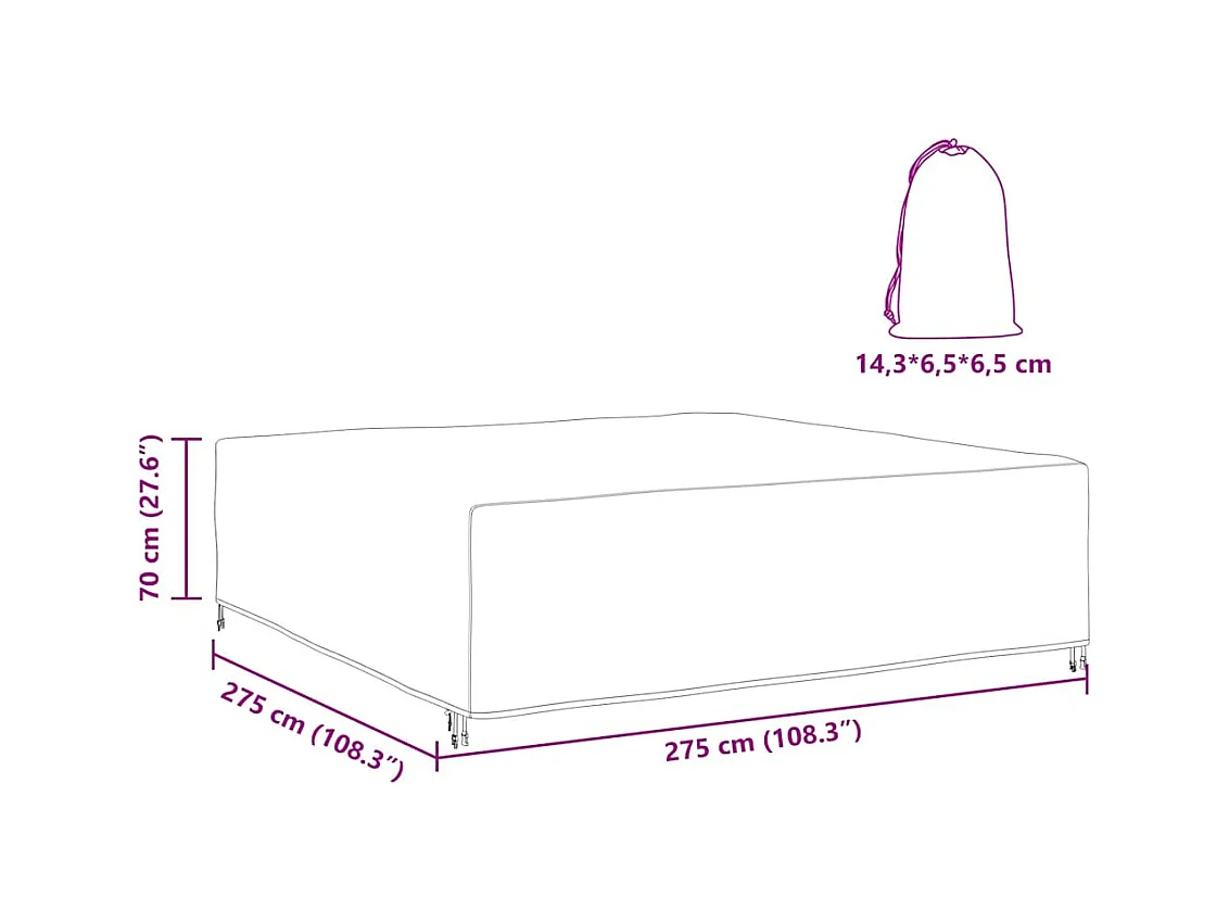 Housse pour mobilier d'extérieur Noir 275 x 275 x 70 cm 420D