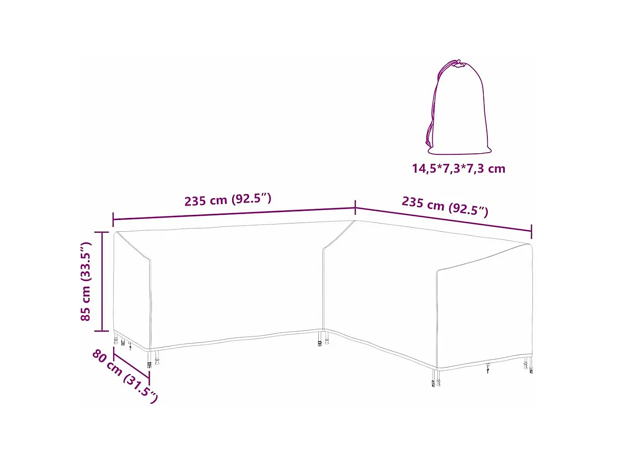 Housse pour mobilier d'extérieur 235 x 235 x 80 cm