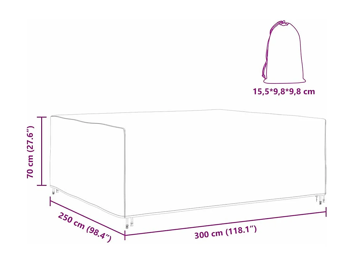 Housse pour mobilier d'extérieur Noir 300 x 250 x 70 cm 420D