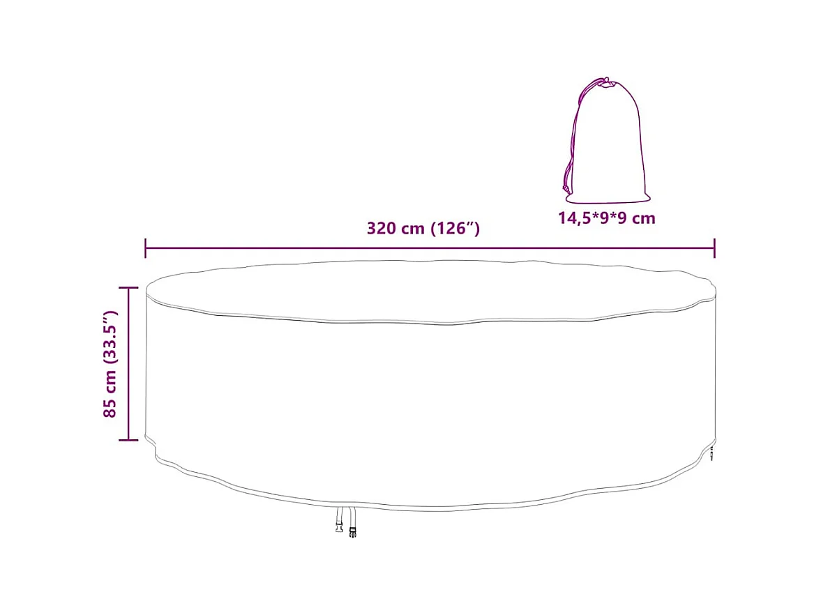 Copertura per mobili da esterno 320 x 320 x 85 cm tessuto 210D