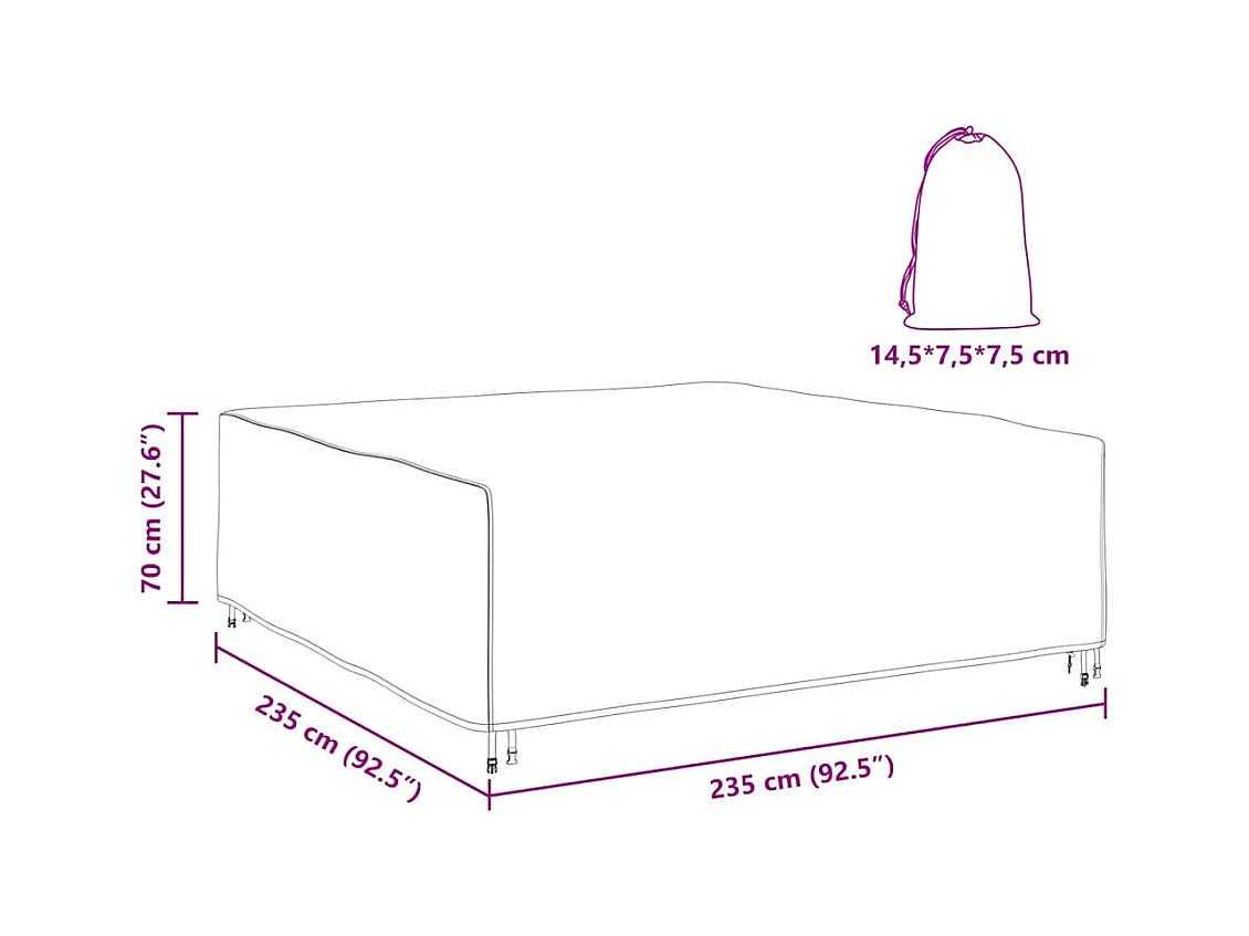 Housse pour mobilier d'extérieur Noir 235 x 235 x 70 cm 210D