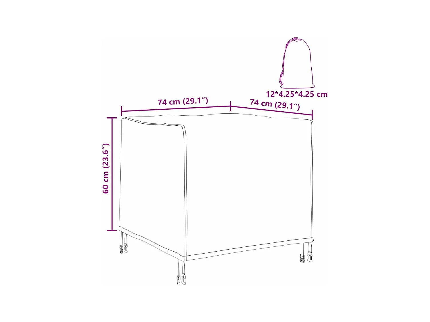 Buitenmeubelhoes 74 x 74 x 60 cm