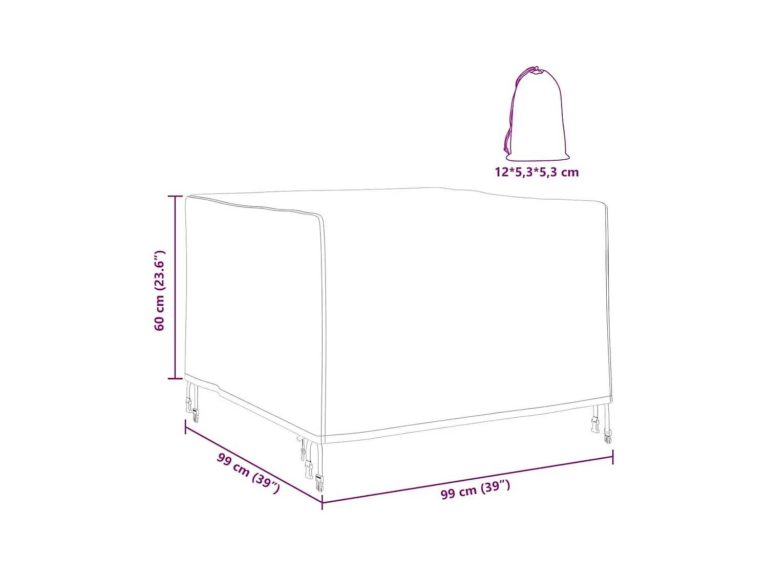 Buitenmeubelhoes 99 x 99 x 60 cm