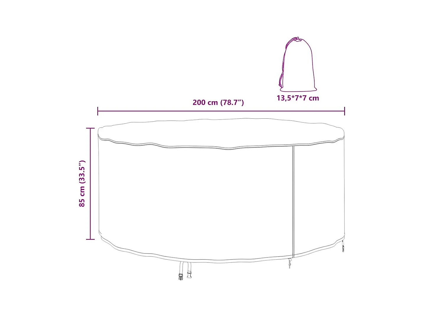 Funda para muebles de exterior 200 x 200 x 85 cm tejido 420D