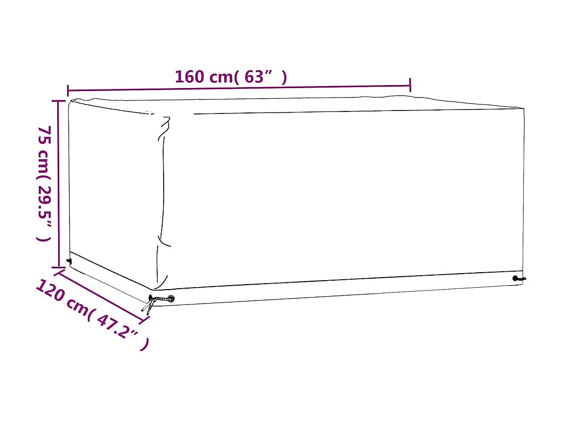 Copri mobili da giardino 2 pezzi 8 occhielli 160x120x75cm rettangolare