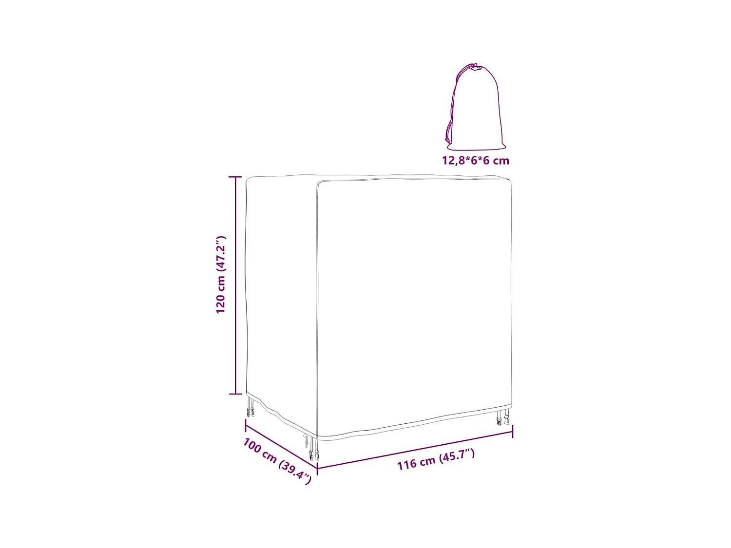 Funda para muebles de exterior negra 116 x 100 x 120 cm 420D