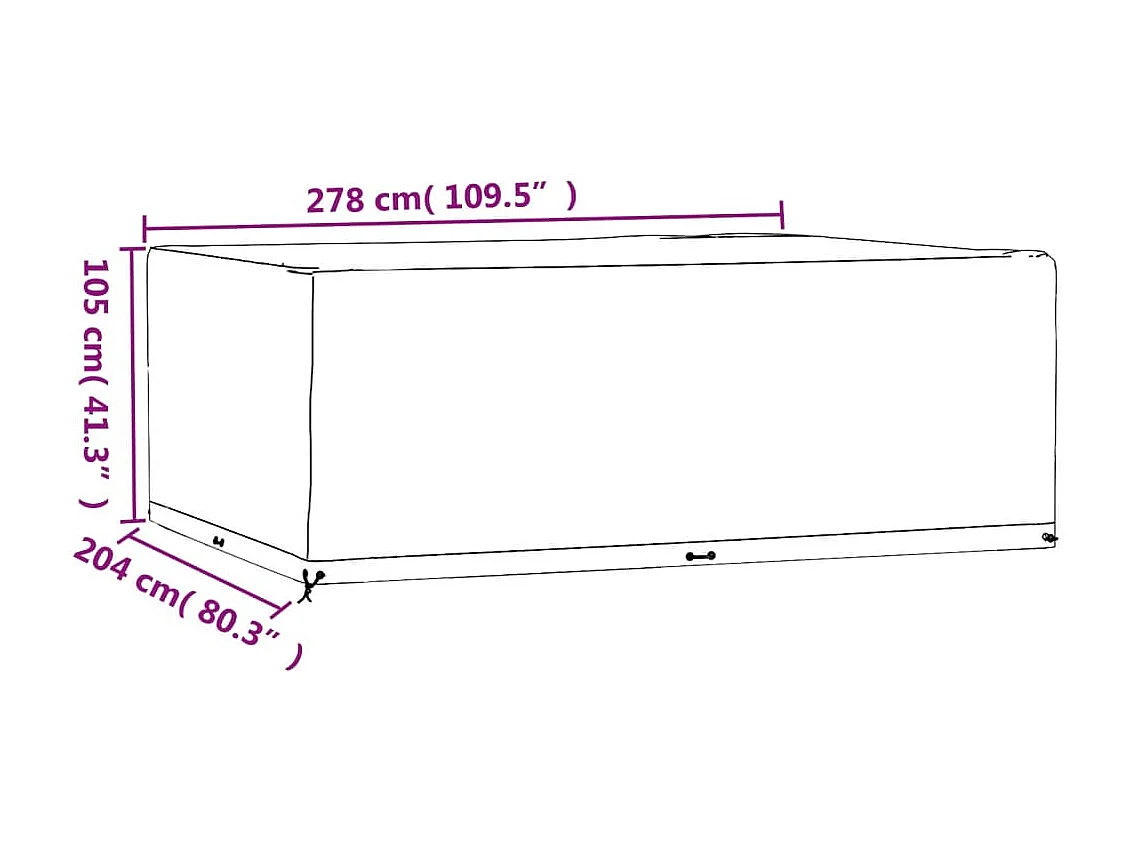 Copertura per mobili da giardino 16 occhielli 278x204x105cm rettangolare