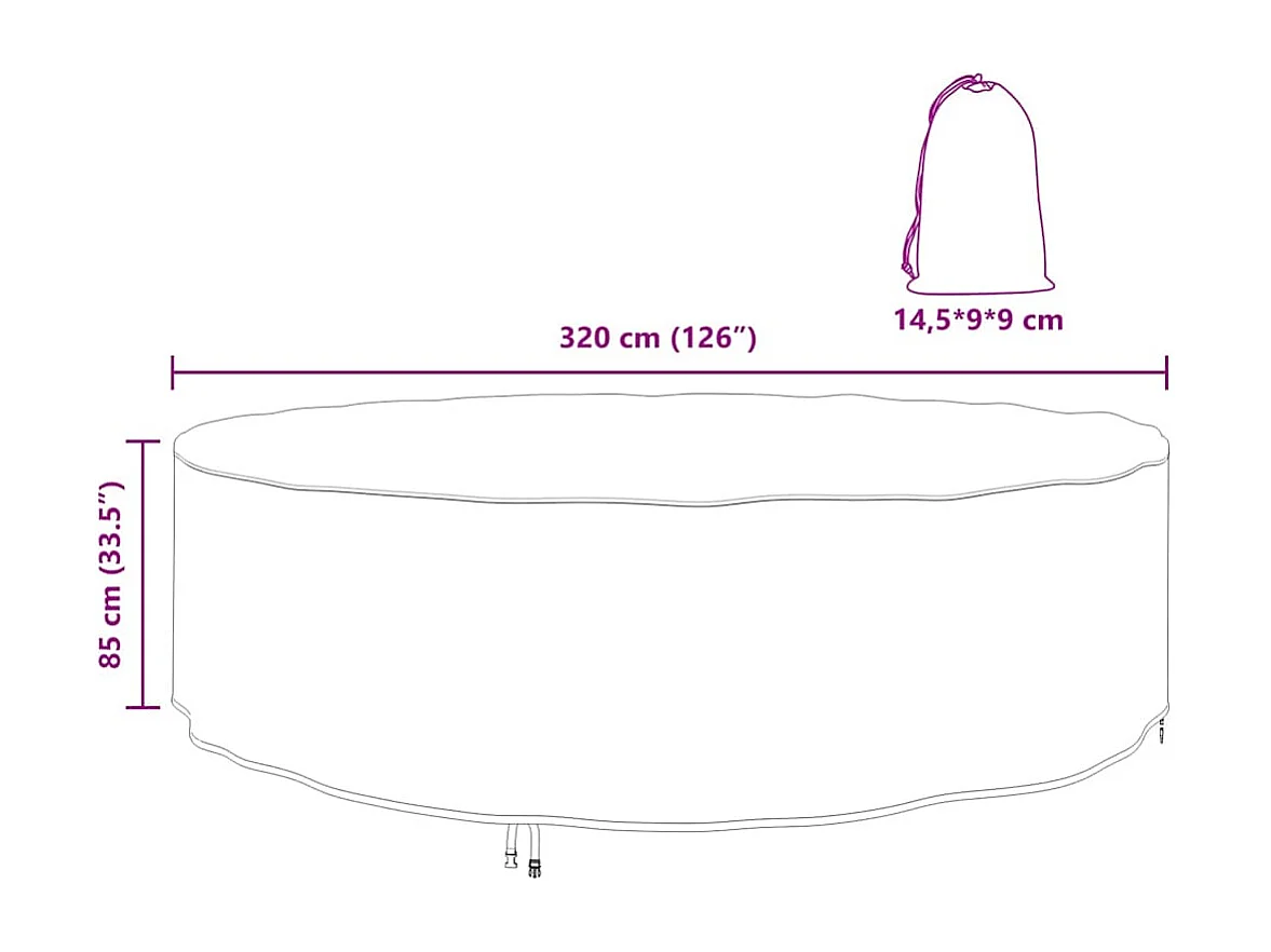 Copertura per mobili da esterno 320 x 320 x 85 cm tessuto 420D