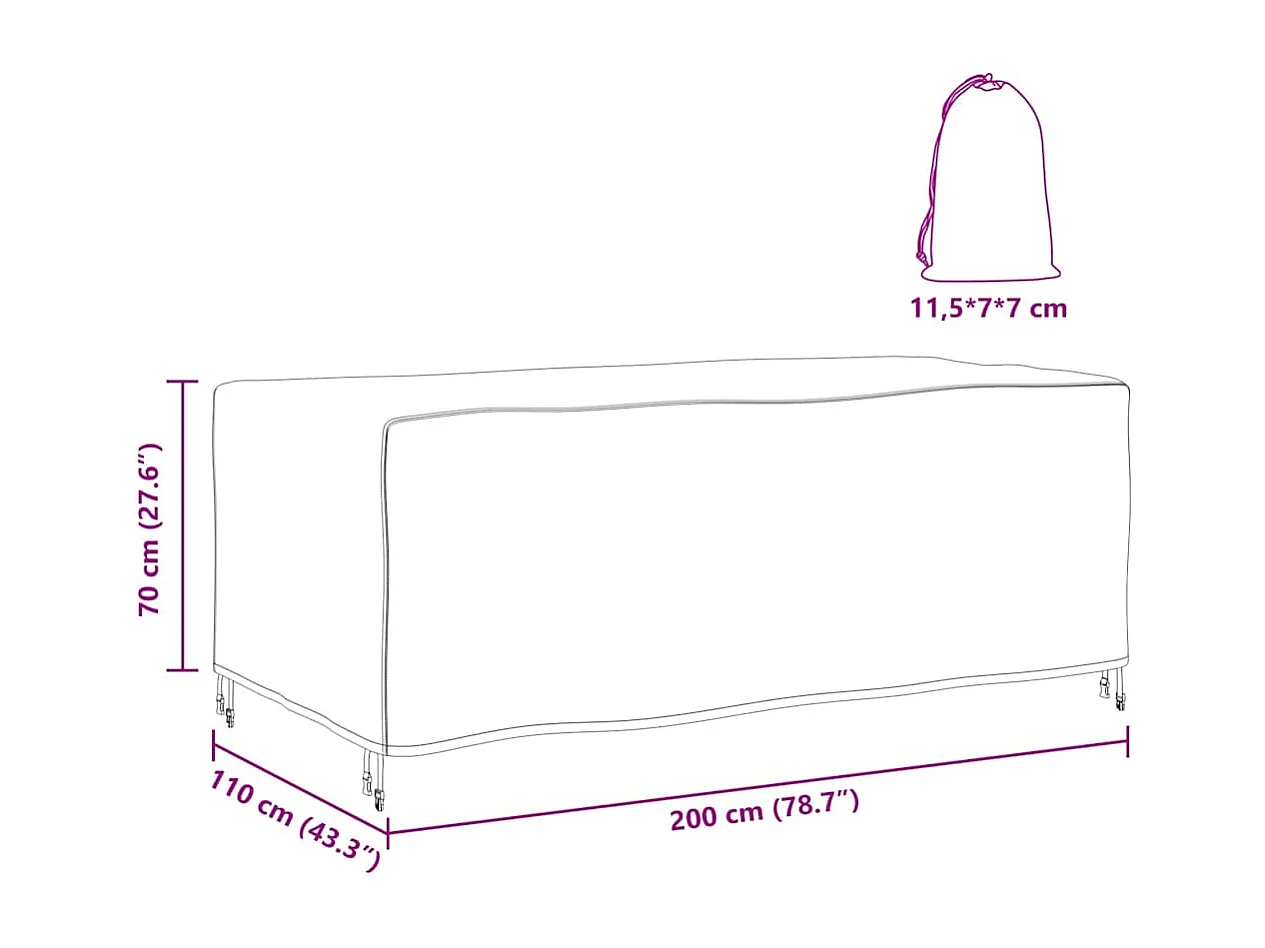 Tuinmeubelhoes Zwart 200 x 110 x 70 cm 600D