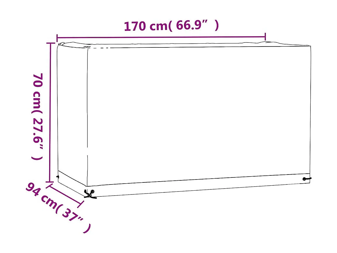 Fundas para muebles de jardín 2 piezas 8 ojales 170x94x70cm rectangulares