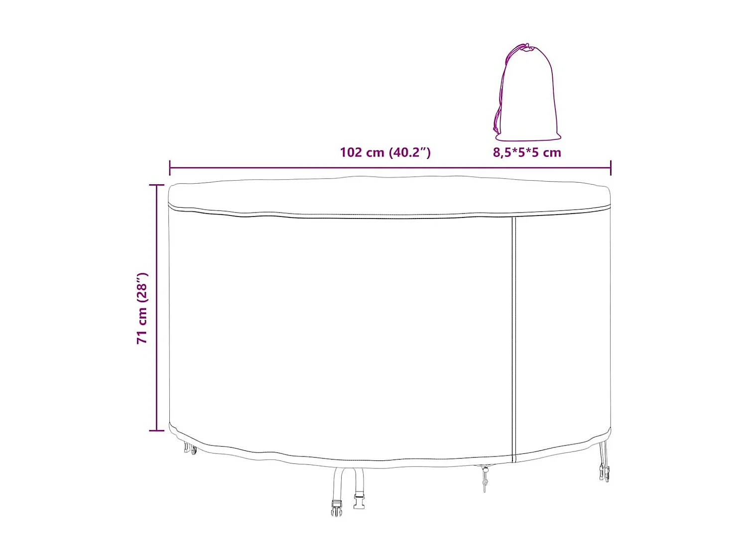Copertura per mobili da esterno 102 x 102 x 71 cm tessuto 210D