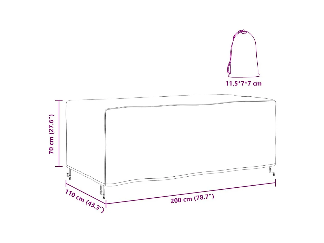 Copertura per mobili da esterno Nero 200 x 110 x 70 cm 210D