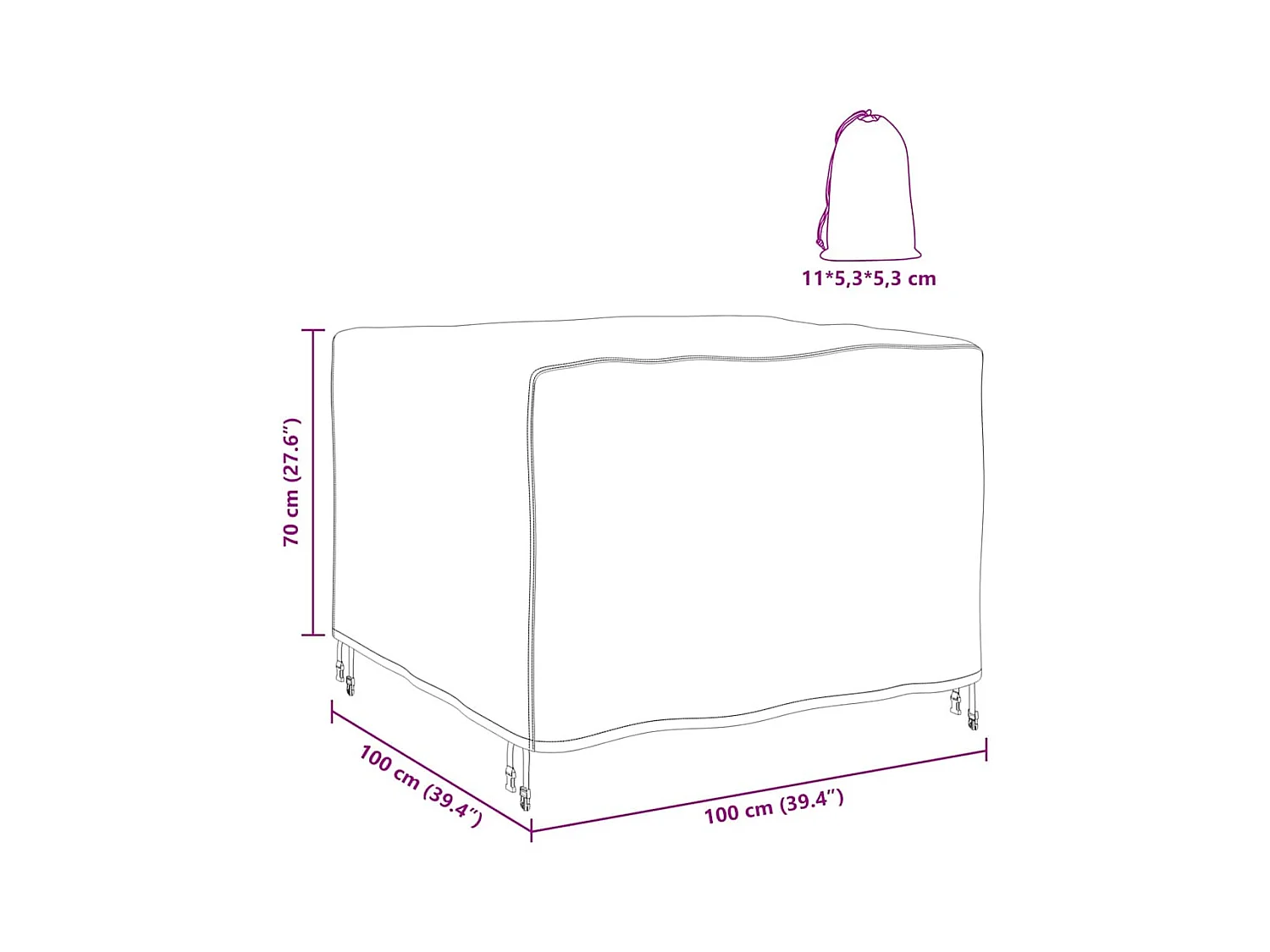 Buitenmeubelhoes Zwart 100 x 100 x 70 cm 420D
