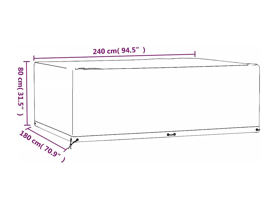 Fundas para muebles de jardín 2 piezas 12 ojales rectangulares