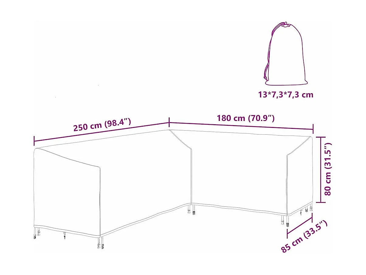 Funda para muebles de exterior 250 x 180 x 80 cm