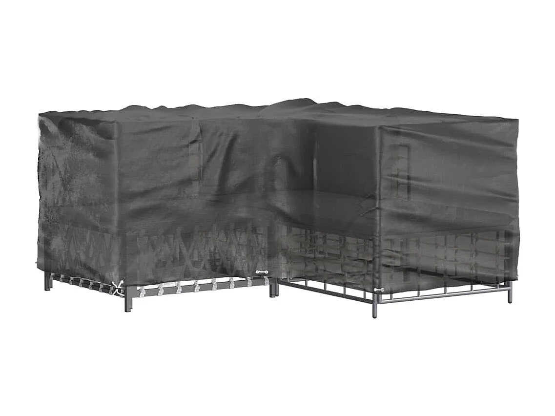 L-vormige tuinmeubelhoes met 12 ogen 185x185x90cm