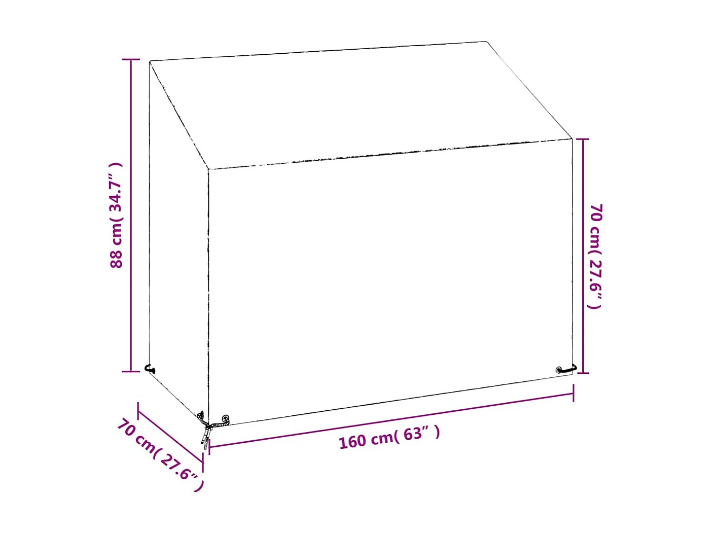 Funda para banco de jardín 8 ojales 160x70x70/88 cm polietileno