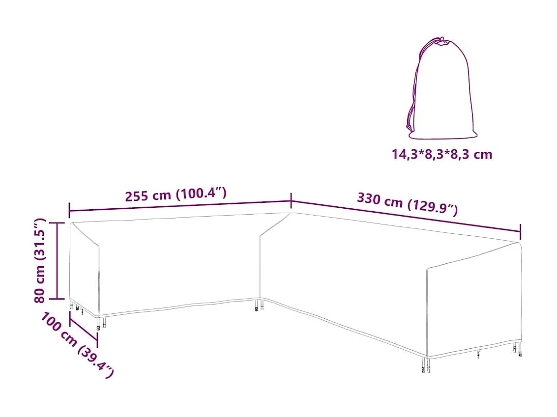 Buitenmeubelhoes 330 x 255 x 80 cm