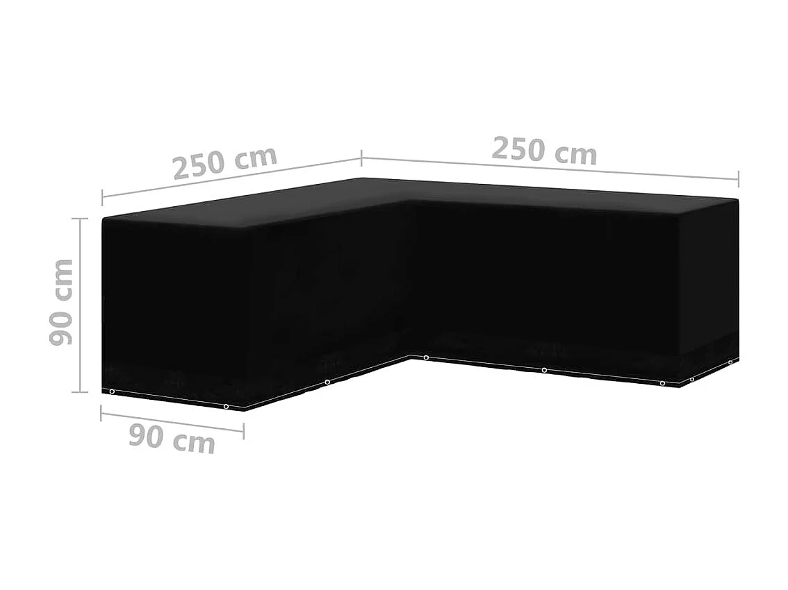 Coprimobili da giardino 2 pezzi a forma di L 12 occhielli 250x250x90cm