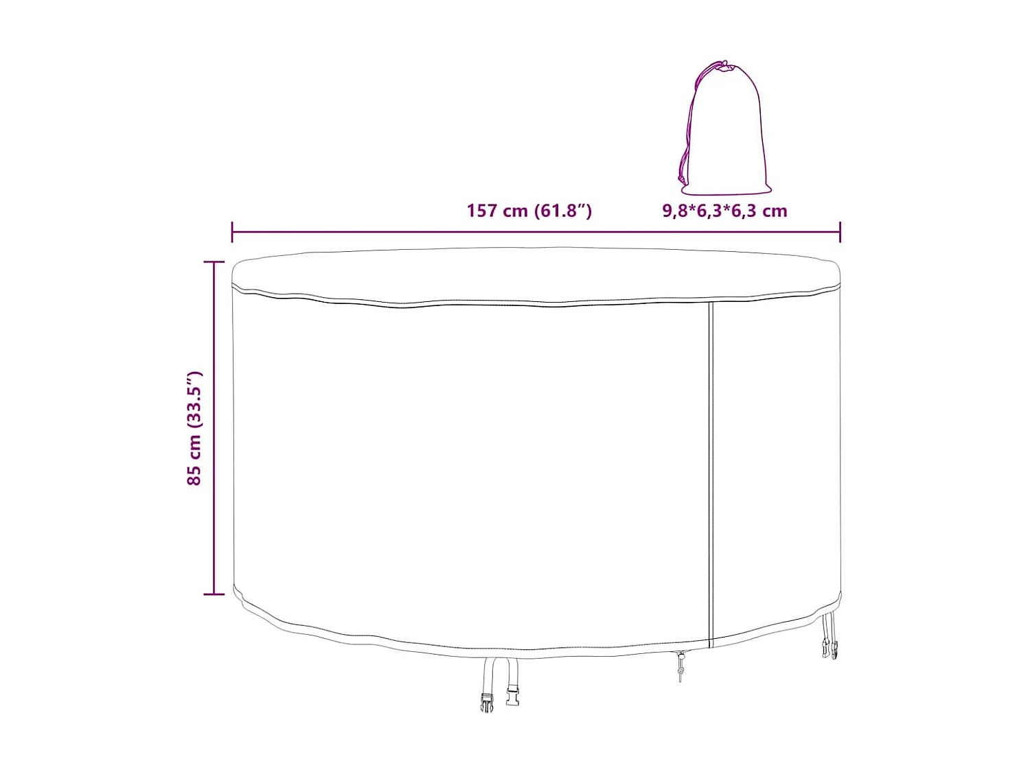 Funda para muebles de exterior 157 x 157 x 85 cm Tejido 420D