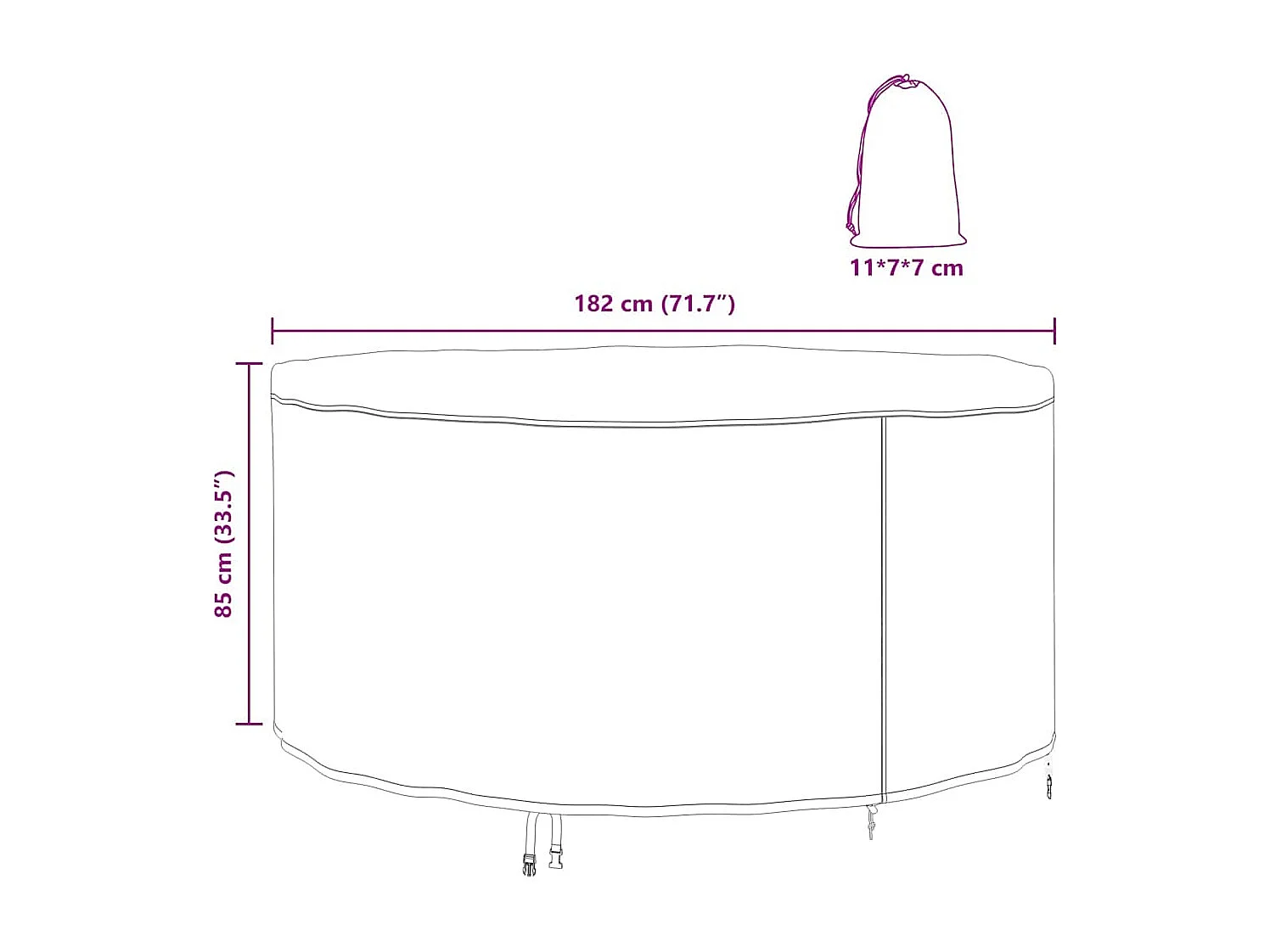 Copertura per mobili da esterno 182 x 182 x 85 cm tessuto 420D