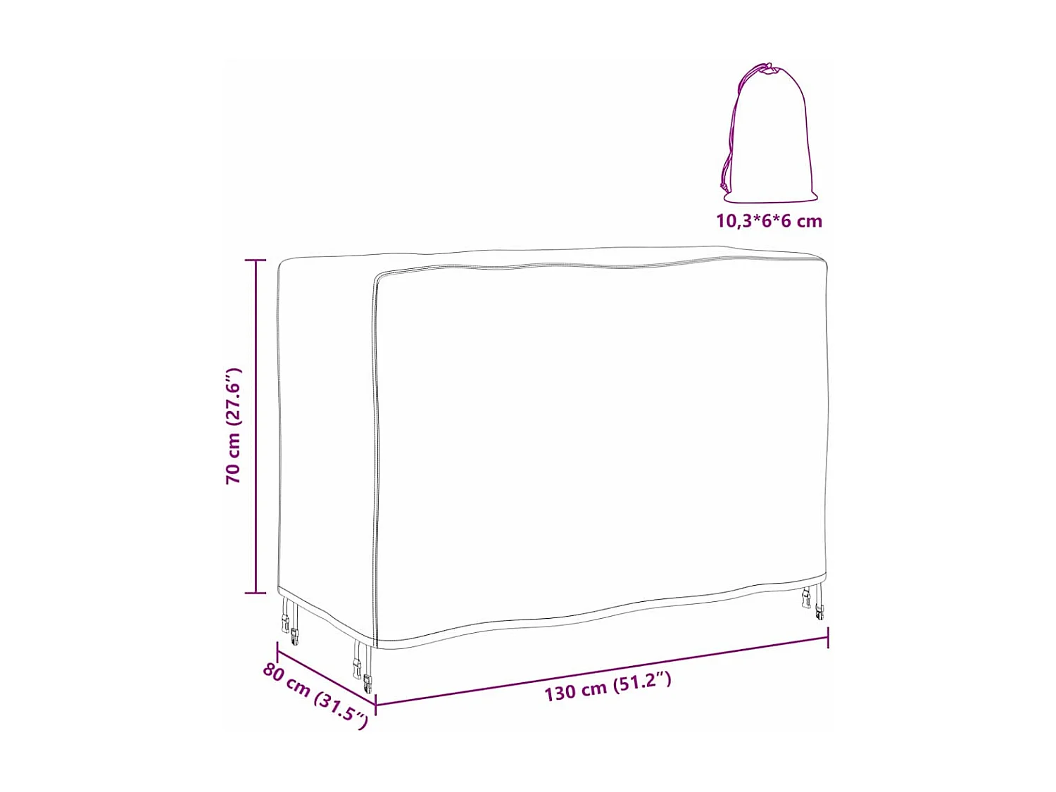 Funda para muebles de exterior Negra 130 x 80 x 70 cm 600D
