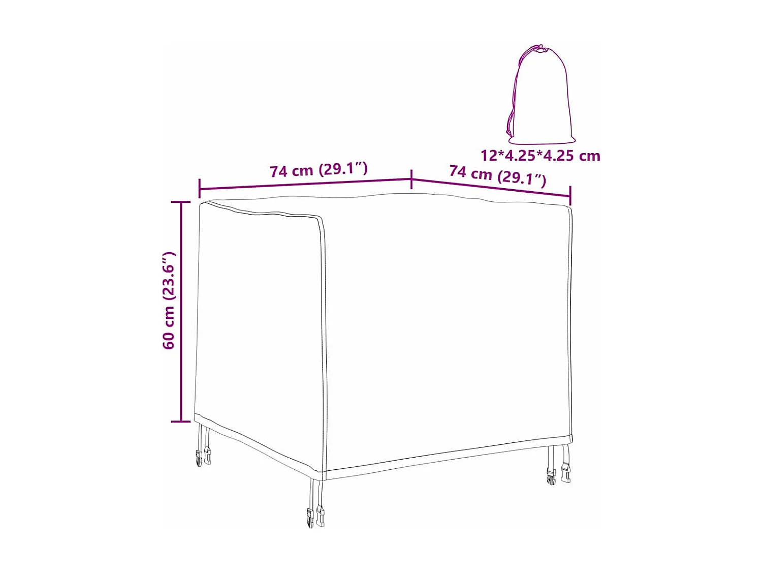 Buitenmeubelhoes 74 x 74 x 60 cm