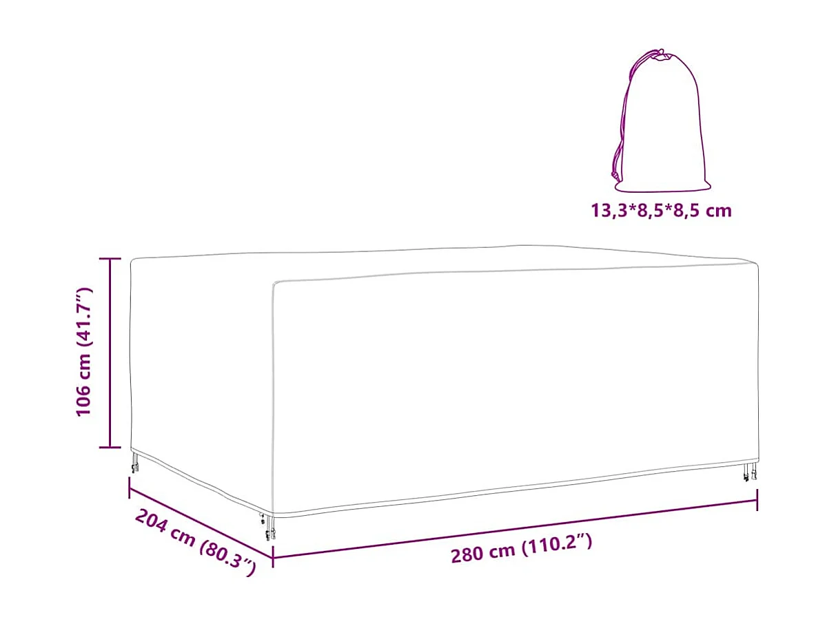 Copertura per mobili da esterno nera 280 x 204 x 106 cm 210D