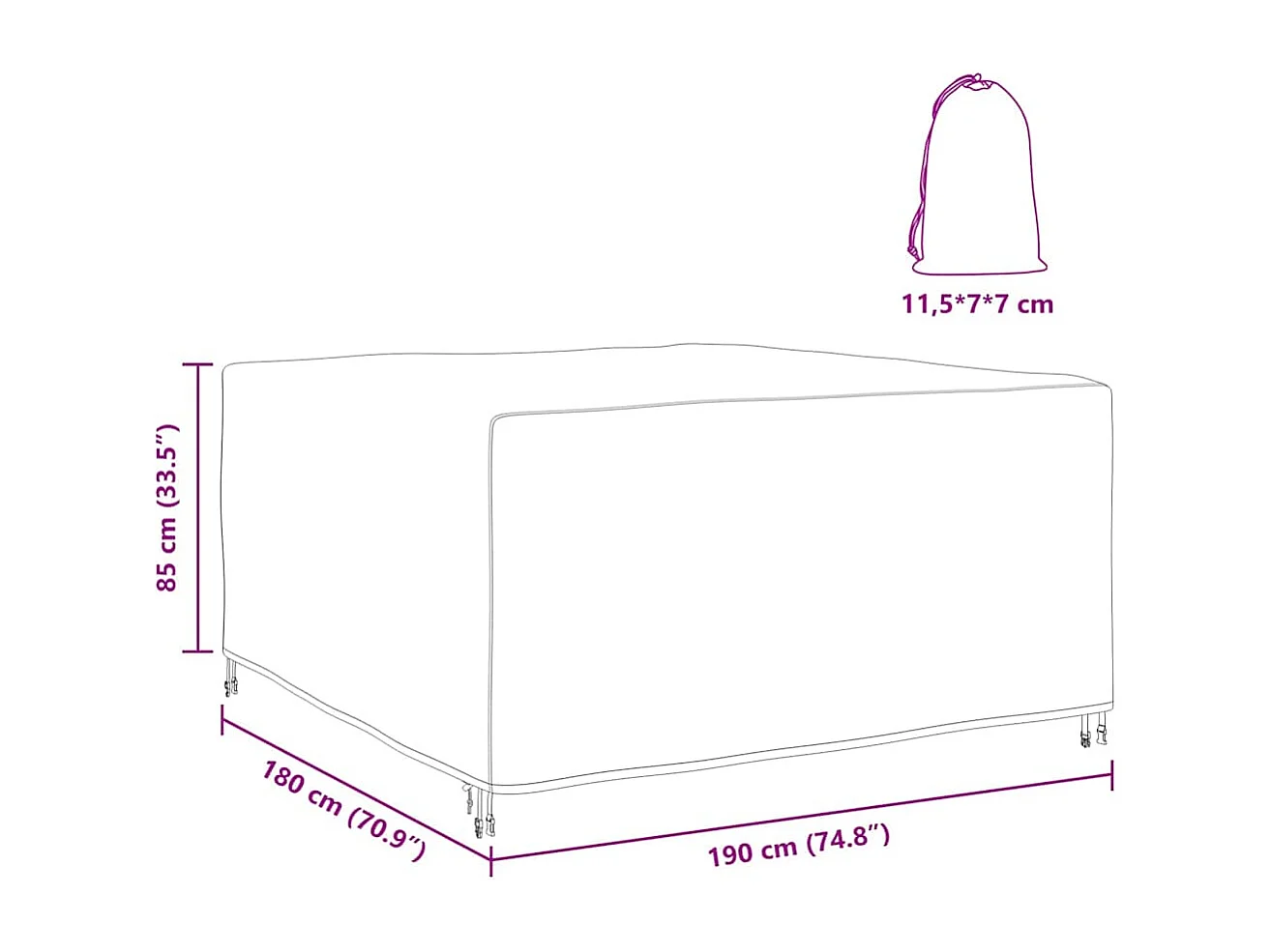 Housse pour mobilier d'extérieur Noir 180 x 190 x 85 cm 420D