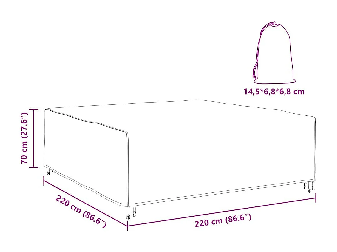 Funda para muebles de exterior Negra 220 x 220 x 70 cm 420D