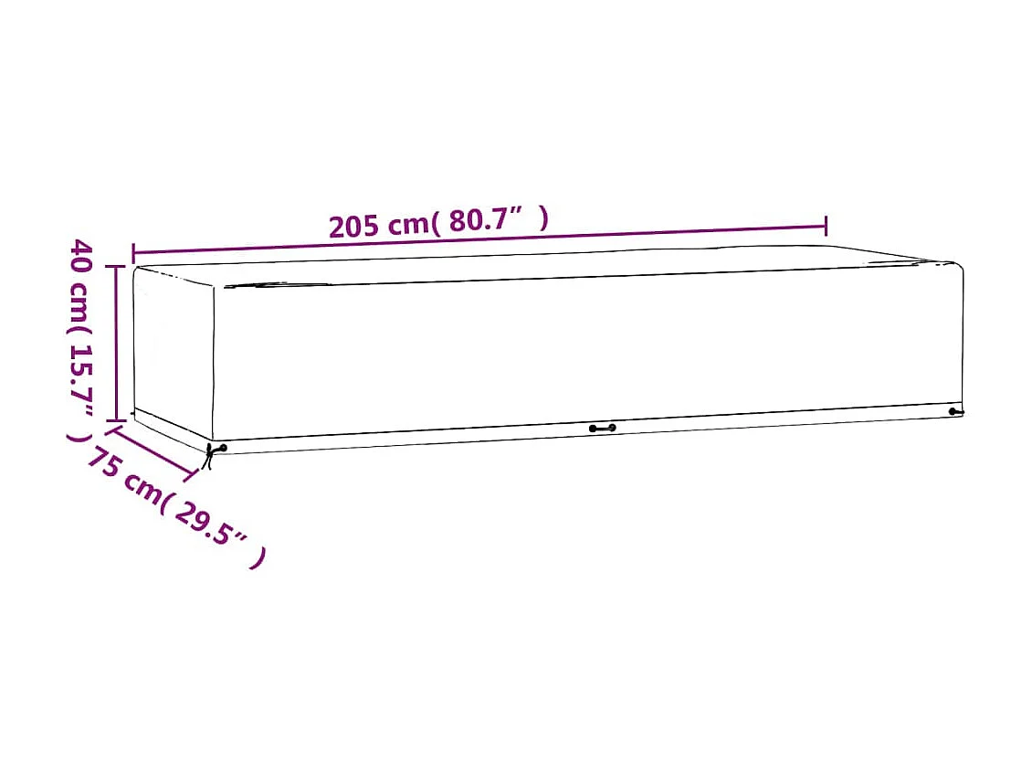 Funda chaise longue 12 ojales 205x75x40 cm polietileno