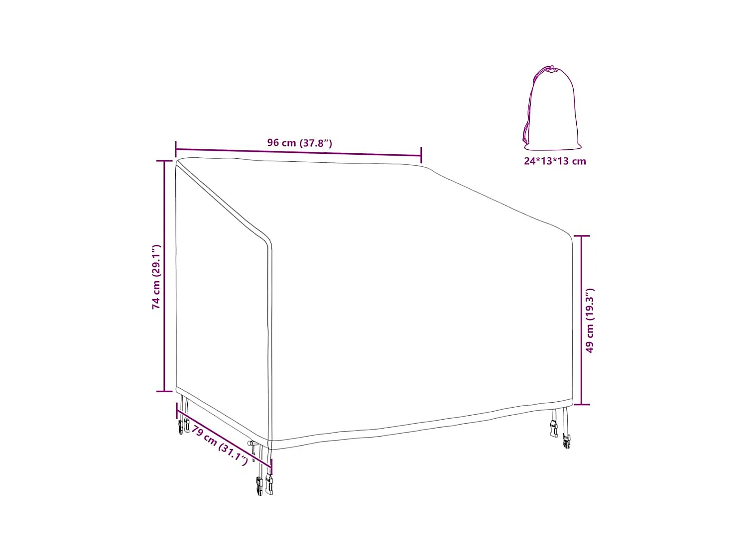 Funda para muebles de exterior 96 x 79 x 74 cm Tejido Oxford 420D