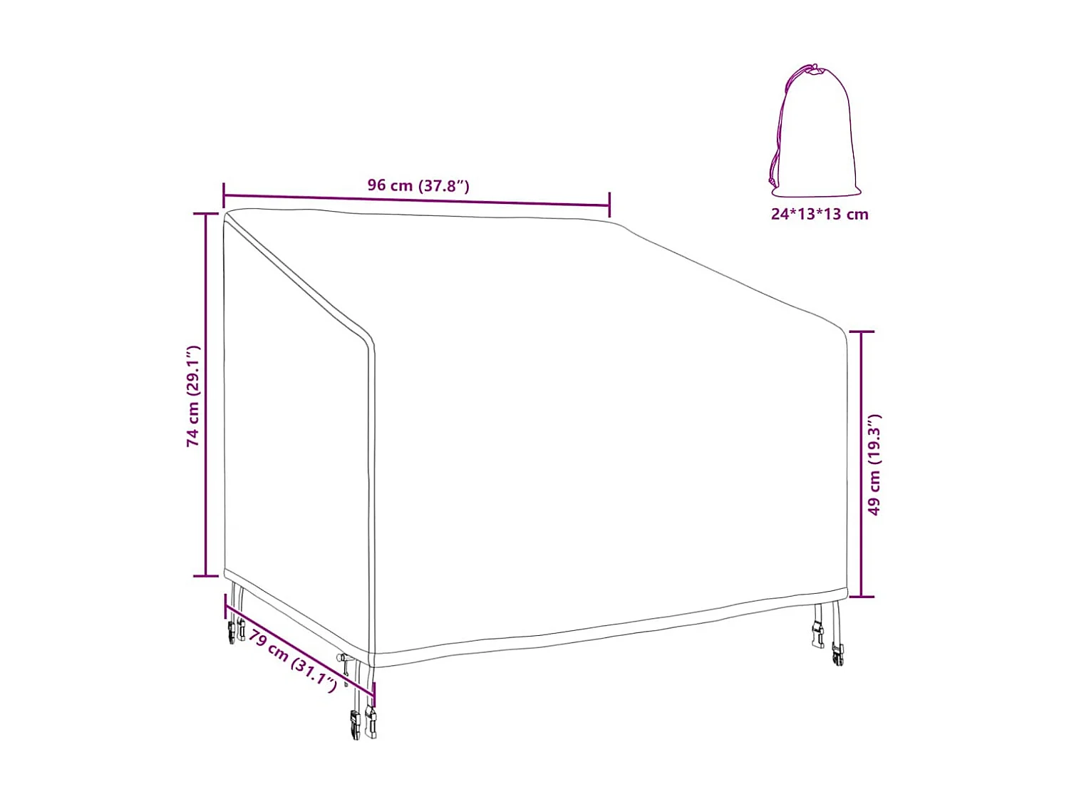 Funda para muebles de exterior 96 x 79 x 74 cm Tejido Oxford 420D