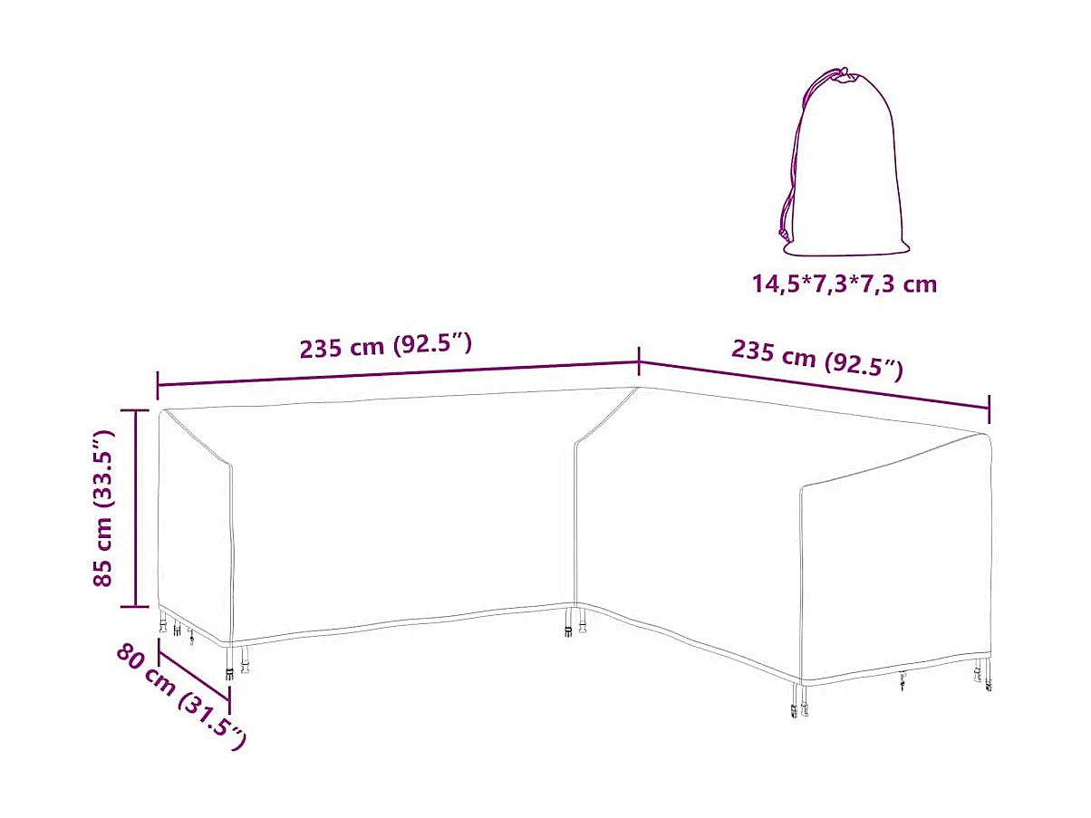 Housse pour mobilier d'extérieur 235 x 235 x 80 cm