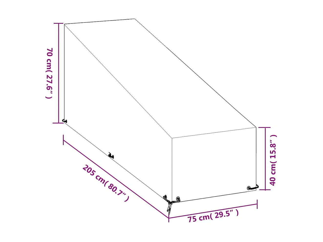 Housses pour chaise longue 2 pcs 12 œillets 205x75x40/70 cm PE