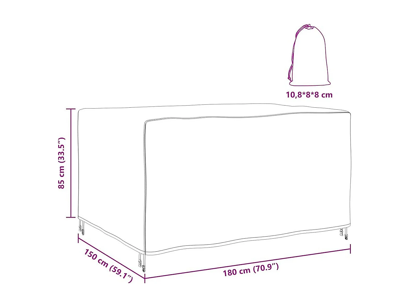 Funda para muebles de exterior Negra 180 x 150 x 85 cm 420D
