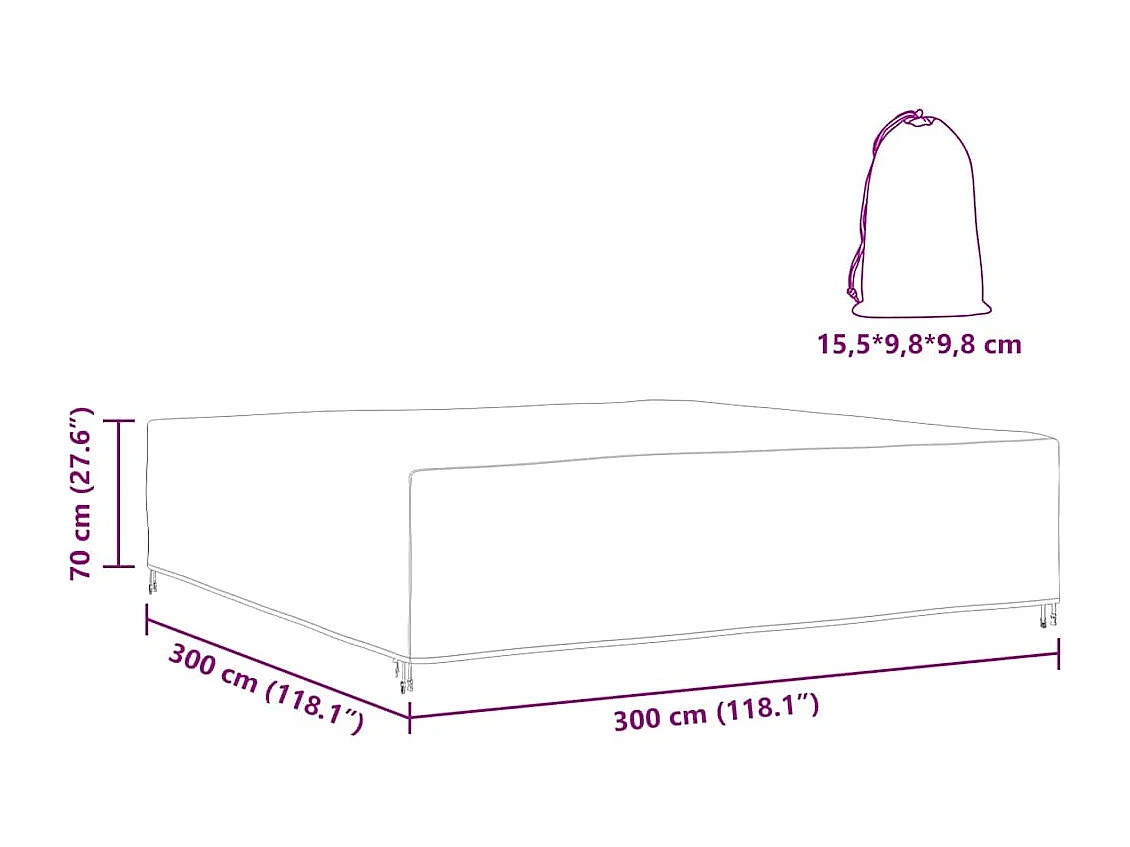 Buitenmeubelhoes Zwart 300 x 300 x 70 cm 600D