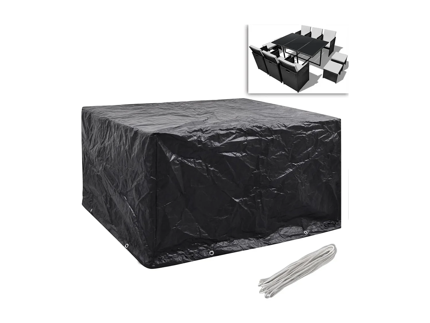 Tuinmeubelhoezen 2 stuks Rotan 8 ogen 172x113 cm