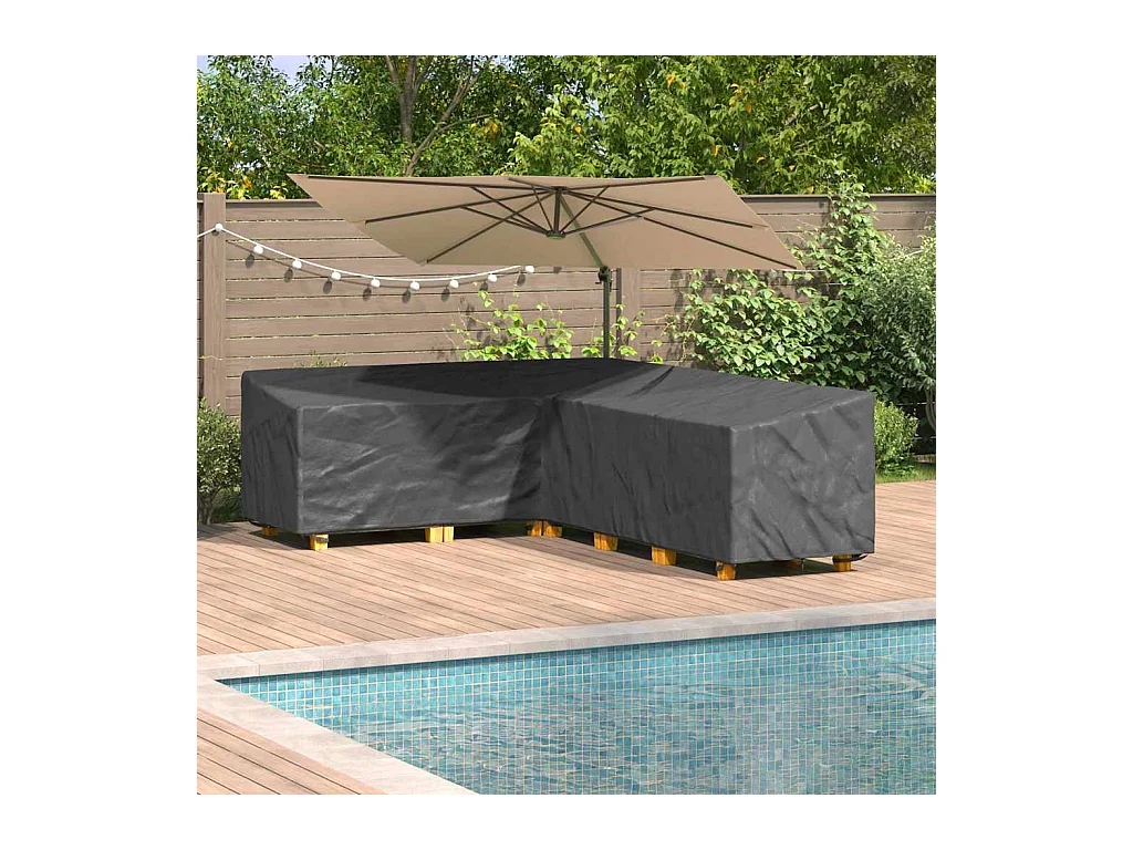 Schutzhülle für Gartenmöbel, Schwarz, 286 x 222 x 80 cm, 210D-Gewebe