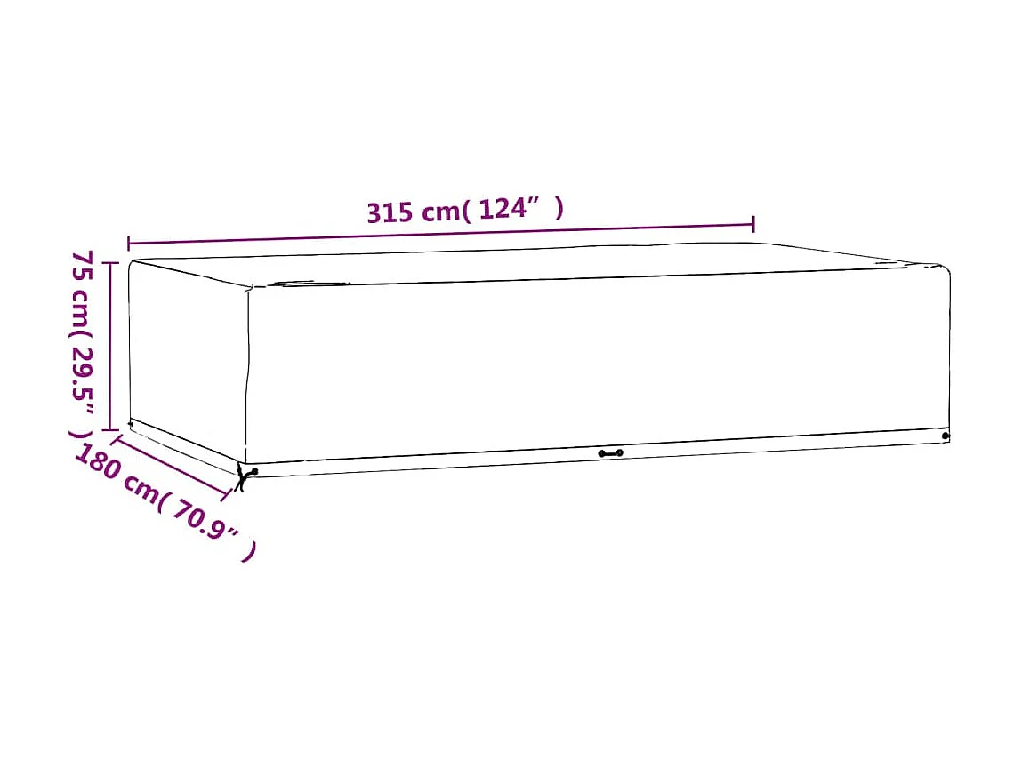 Fundas para muebles de jardín 2 piezas 12 ojales rectangulares