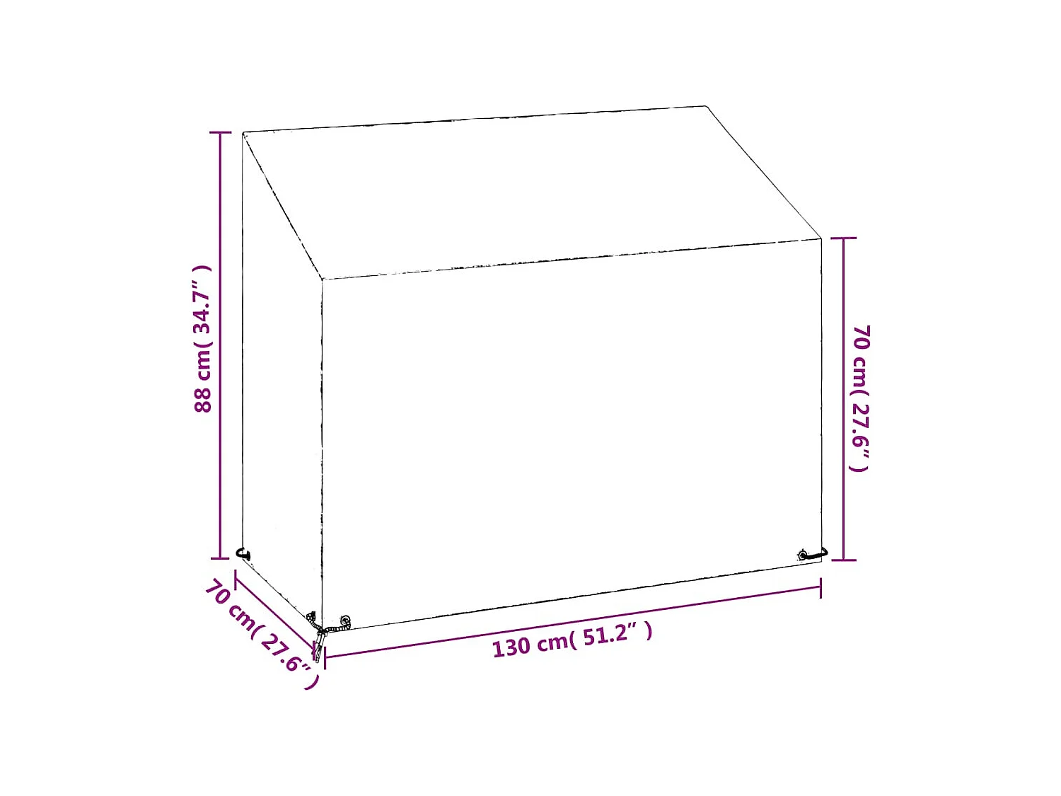 Funda para banco de jardín 8 ojales 130x70x70/88 cm polietileno