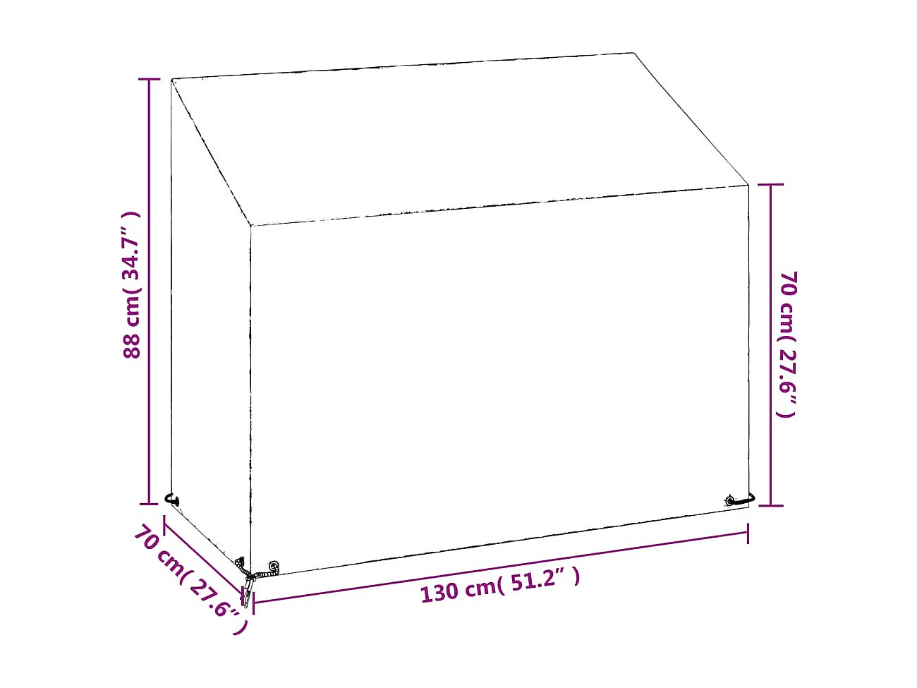 Funda para banco de jardín 8 ojales 130x70x70/88 cm polietileno