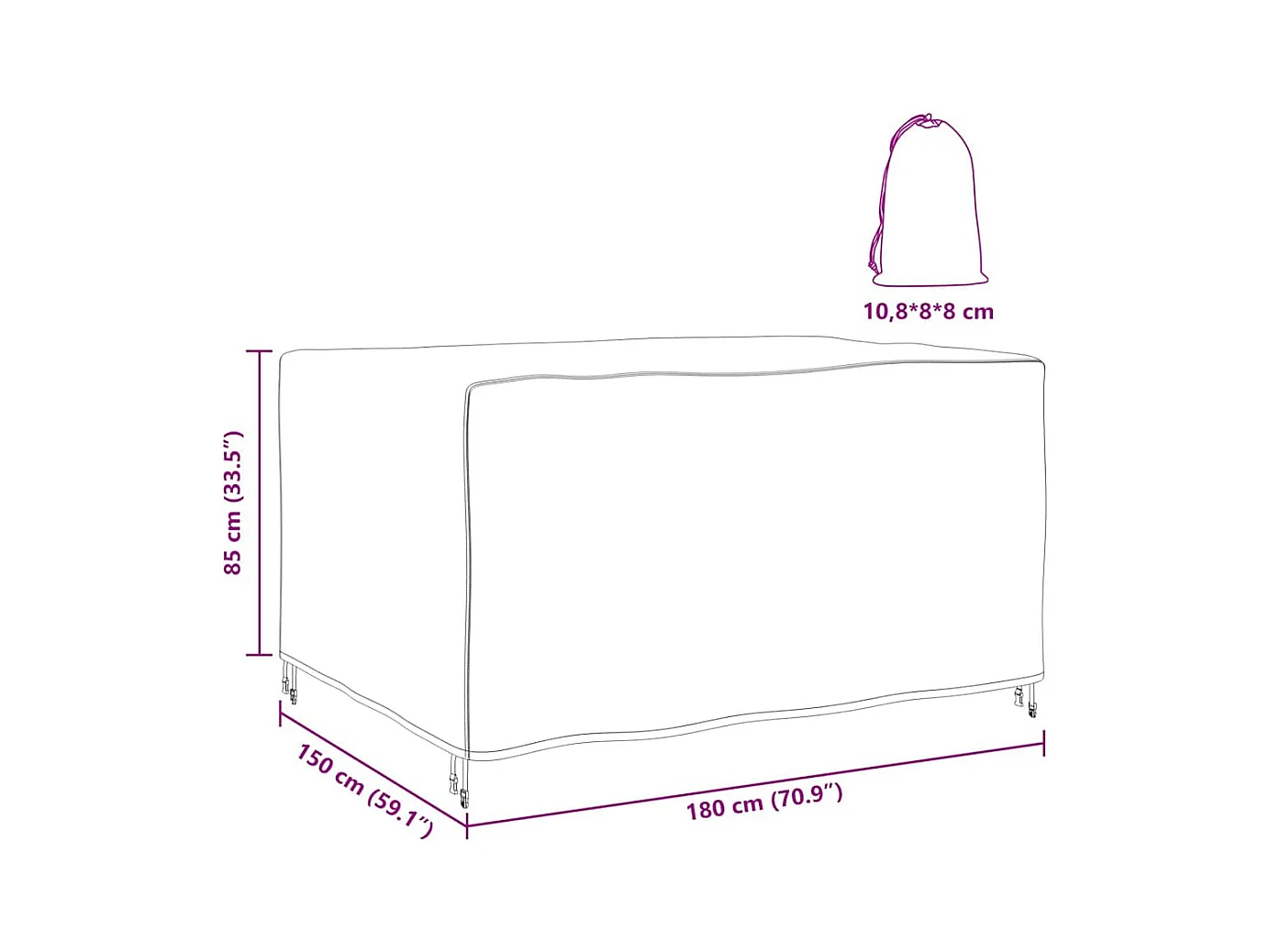 Funda para muebles de exterior Negra 180 x 150 x 85 cm 210D