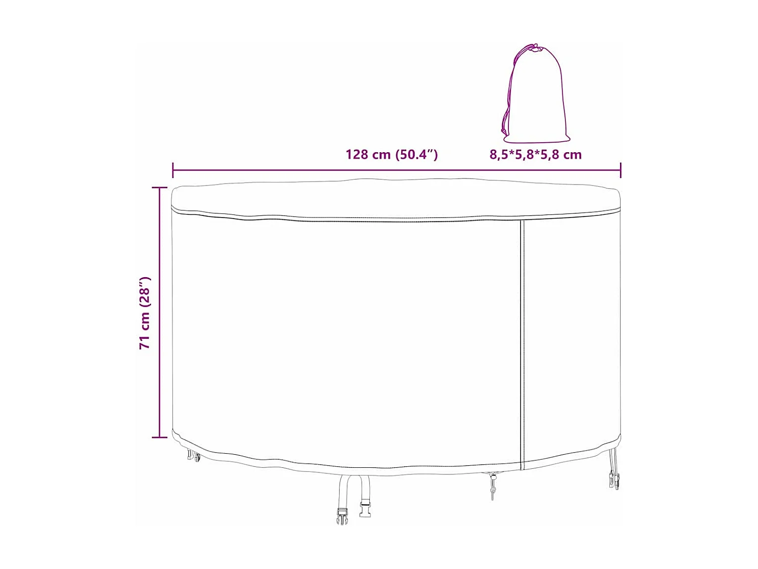 Buitenmeubelhoes 128 x 128 x 71 cm 420D stof