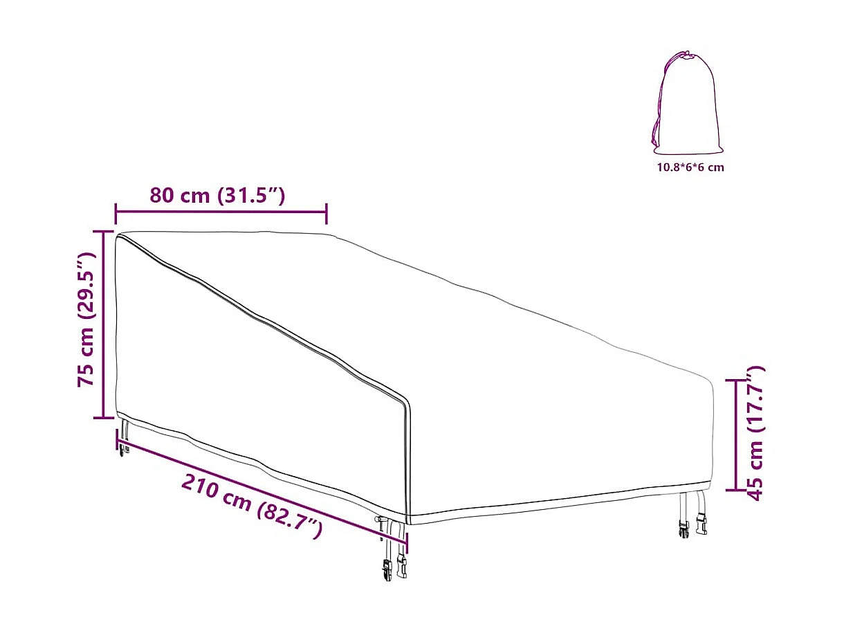 Housse de meubles d'extérieur 210 x 80 x 75 cm