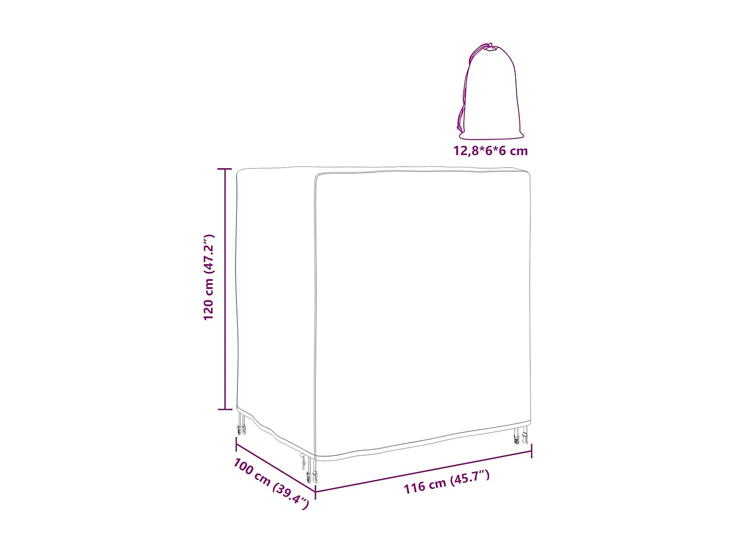 Funda para muebles de exterior Negra 116 x 100 x 120 cm 600D