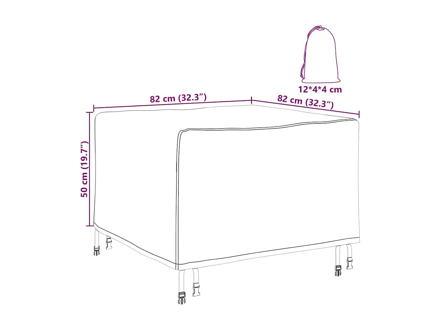 Buitenmeubelhoes Zwart 82 x 82 x 50 cm 420D Stof