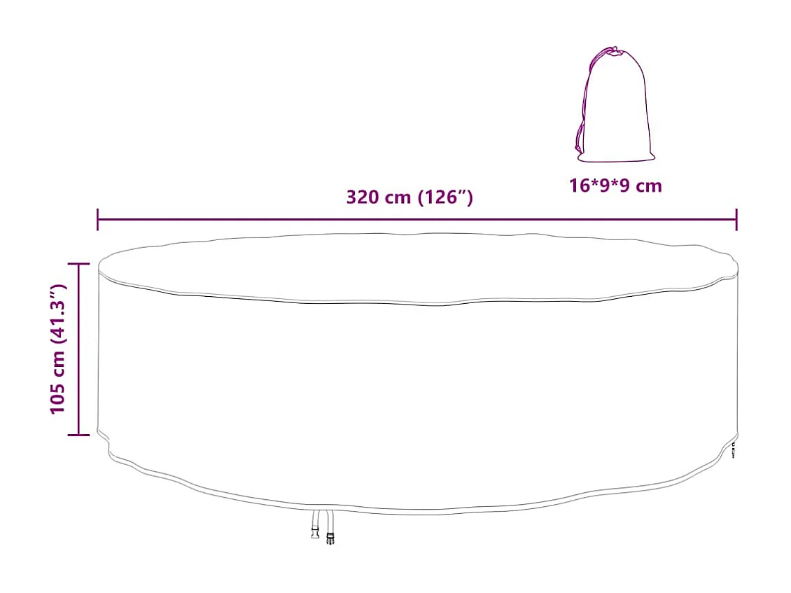 Copertura per mobili da esterno 320 x 320 x 105 cm tessuto 210D