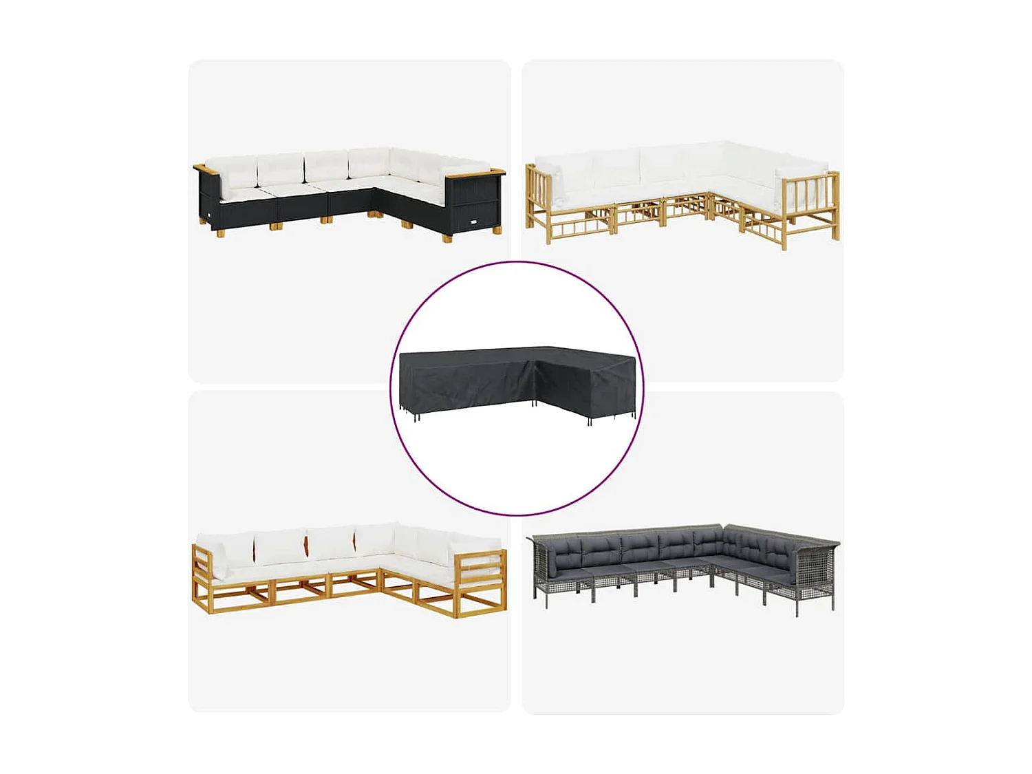 Funda para muebles de exterior negra 286 x 222 x 80 cm Tejido 420D